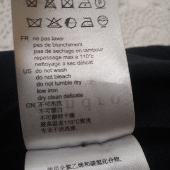 Sandro Pencil Dress Navy Blue Stretch Wool 3/4 Sleeve V Neck Pleat 36 Women S US - Picture 9 of 10